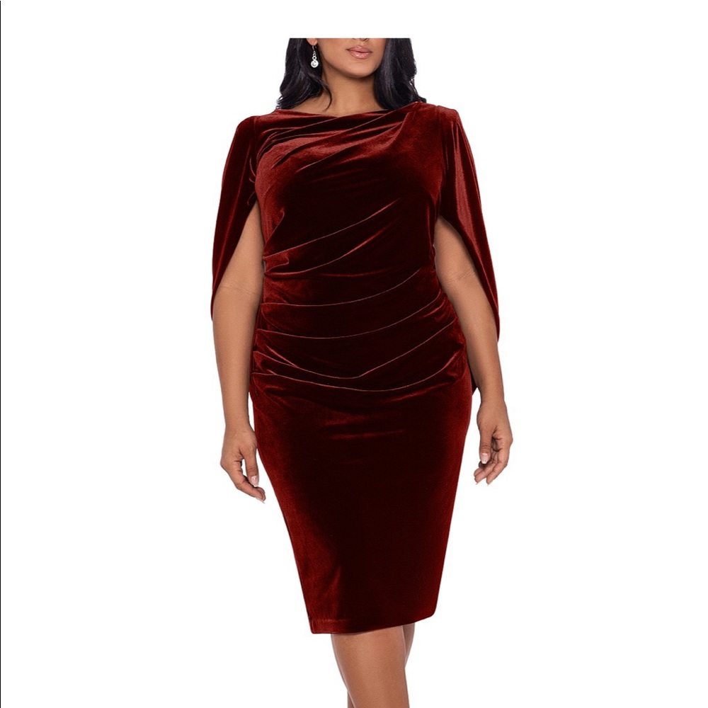 Betsy and Adam burgundy dress